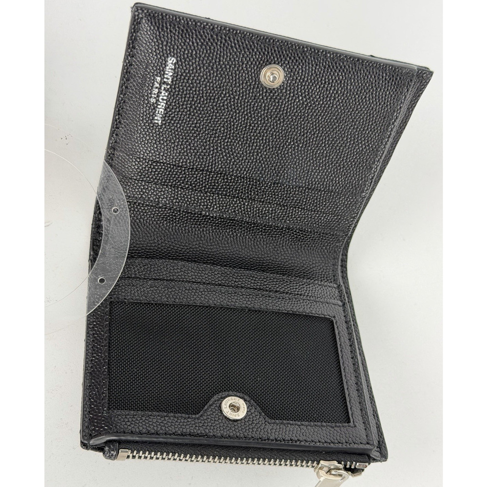 Saint Laurent Cassandre Matelasse Bifold Wallet in Black Grain de Poudre Leather - Picture 14 of 15